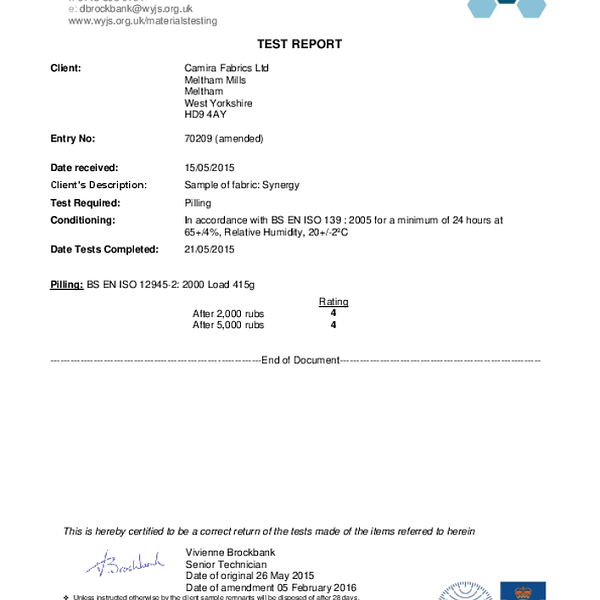 synergy - pilling BS EN ISO 12945